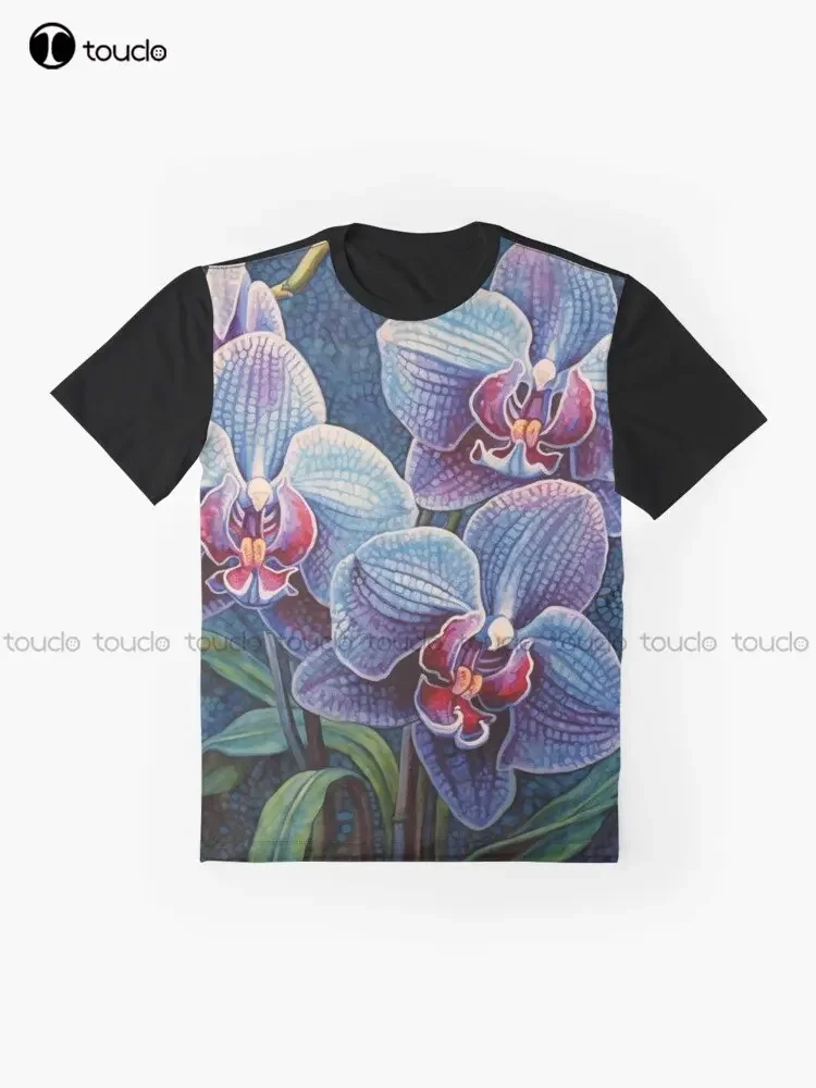 Фото Футболка с рисунком Trio Of Mosaic Folk Art Orchids, футболки унисекс с цифровой печатью для взрослых и подростков, подарок на заказ Xxs-5Xl №2