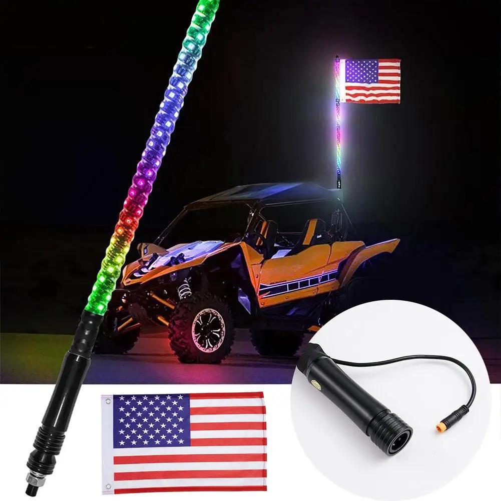 

Colorful 60cm/2FT Car Decoration Off-Road Motorcycle ATV Lights Light With Flagpole UTV Led Whip Spriral Antenna Navigation U4N3