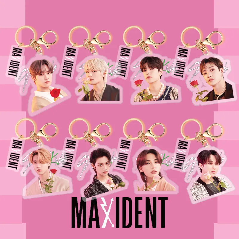 

KPOP Stray Kids MAXIDENT Preview Keychain for Women Men Kawaii Fashion Acrylic Key Ring Holder Gifts Car Bag Charm Accessories