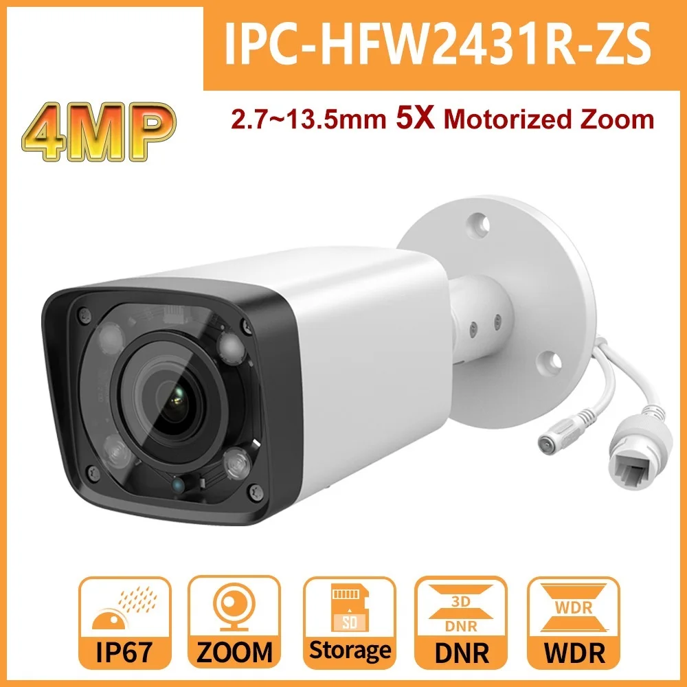 

Новая IP-камера 4 МП стандартная цилиндрическая PoE IR 60M 5X оптический зум SD-карта IP67 сменная фотокамера видеонаблюдения