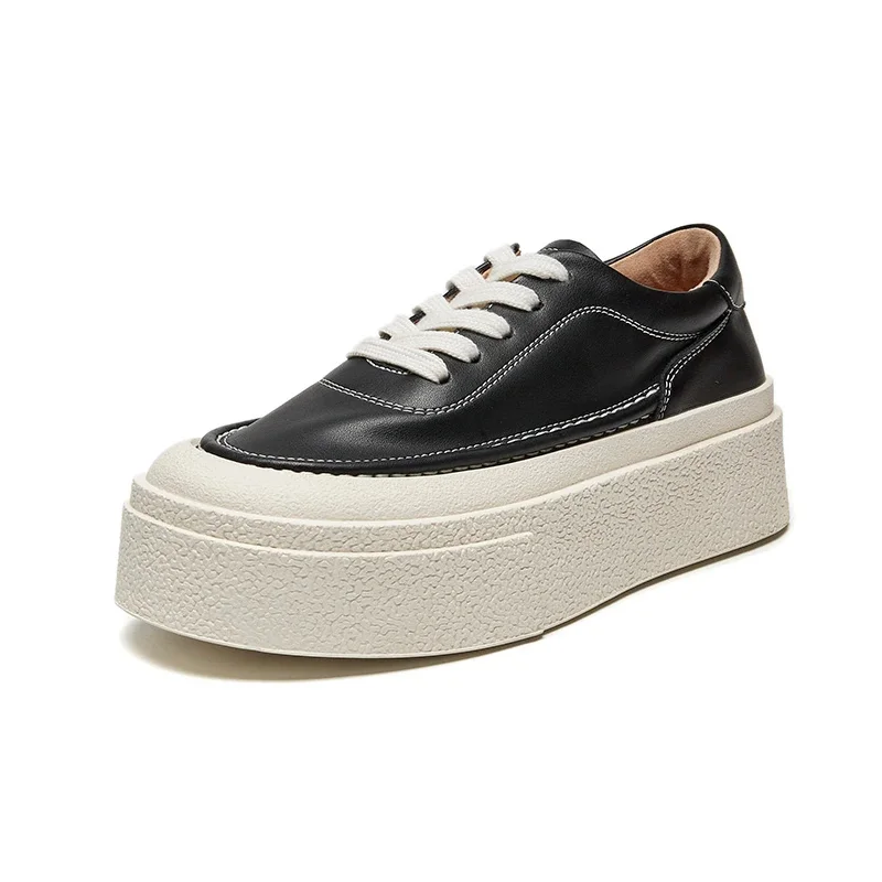 

Women's Sneakers Genuine Leather 2023 Spring New Casual Lace-up Women's Sneakers Shoes Platform Board Shoes Women