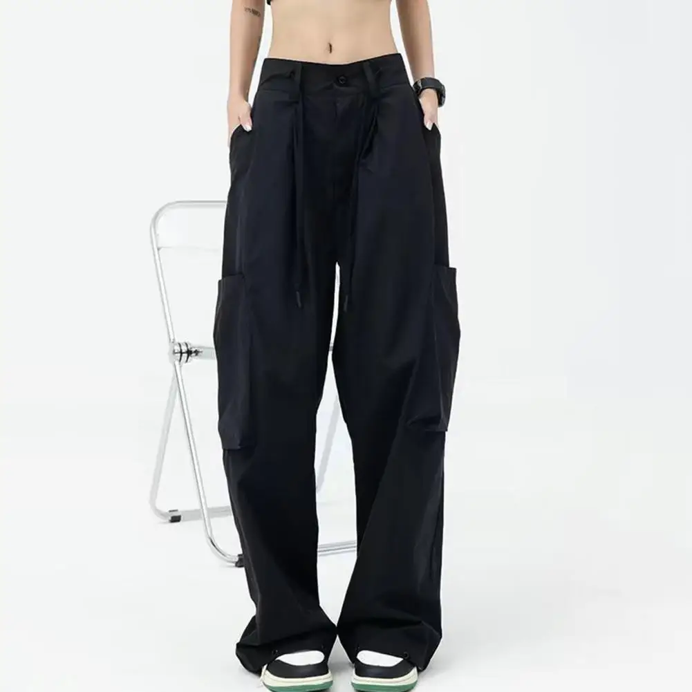 

Stylish Women Slacks Ankle Banded Solid Color Cargo Pants Fashion Unisex Oversize Wide Leg Sweatpants