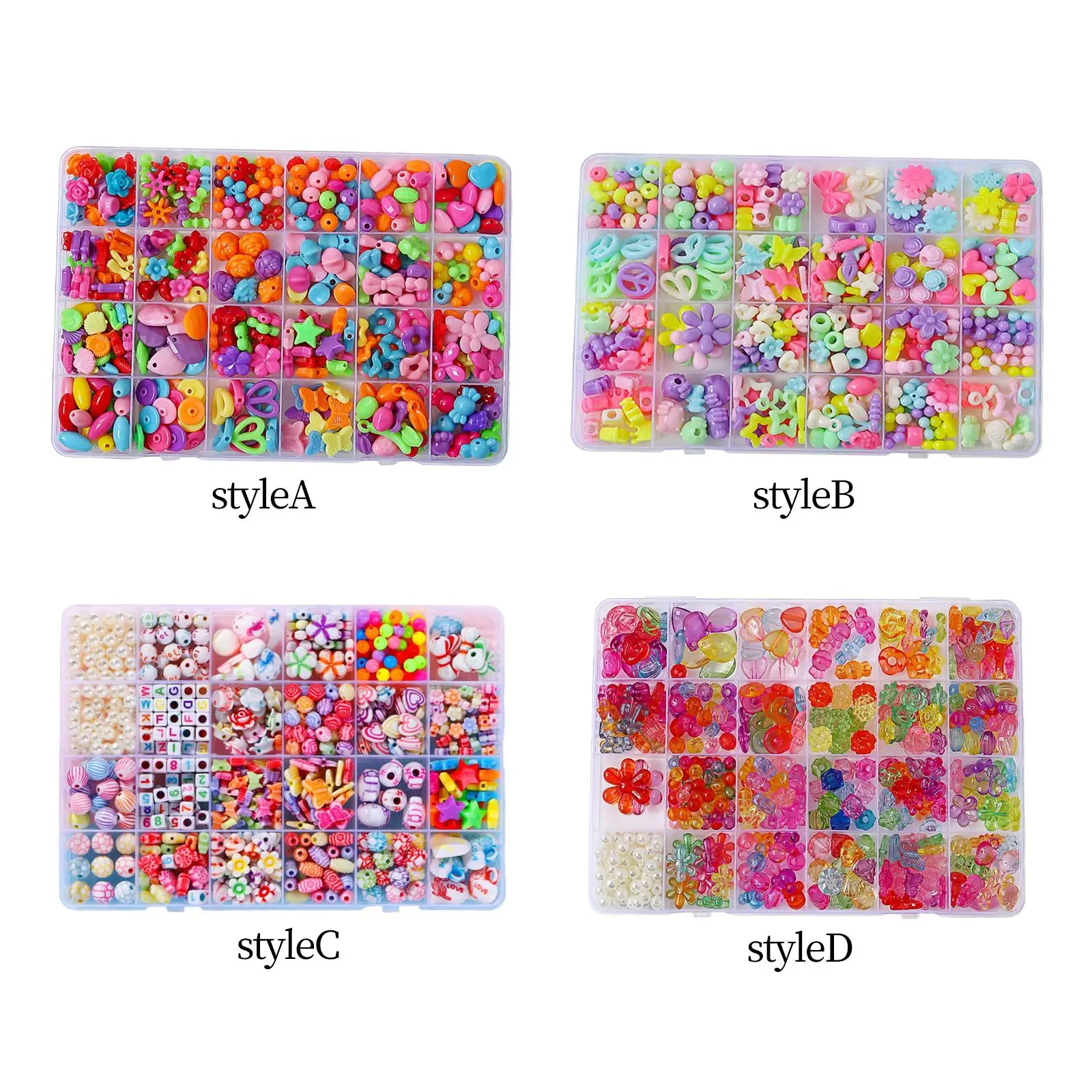 

24 Grid Spacer Beads Elastic Wire Toys Charms Pendants for DIY Bracelet