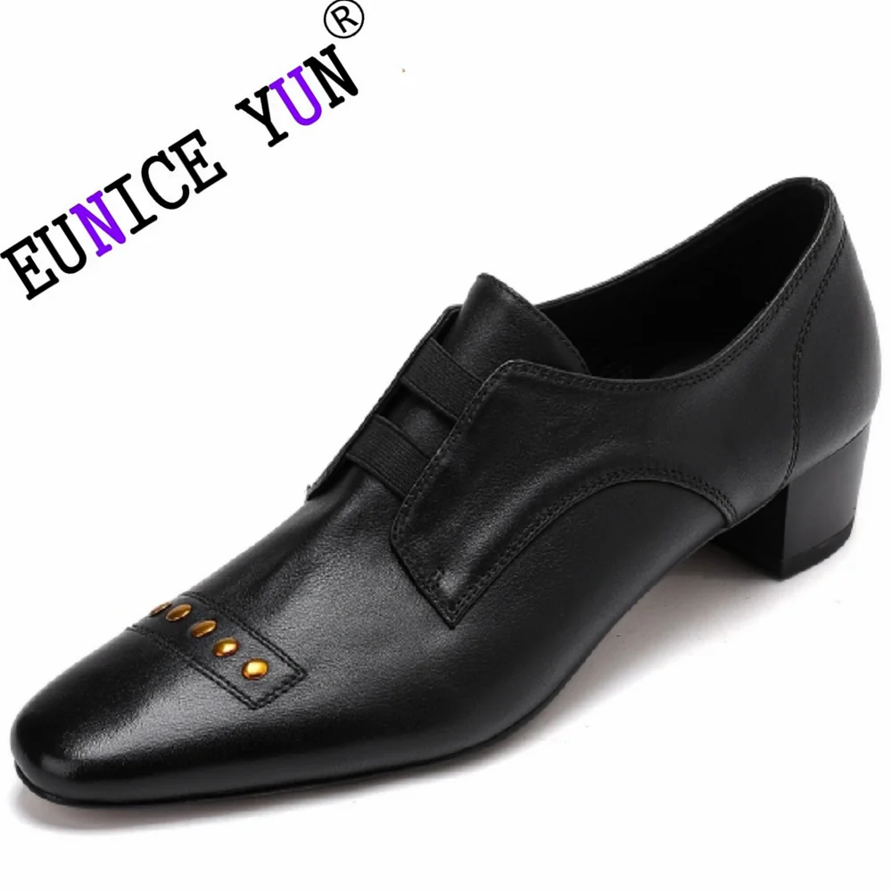 【EUNICE YUN】Брендовые туфли ручной работы из натуральной кожи на среднем каблуке