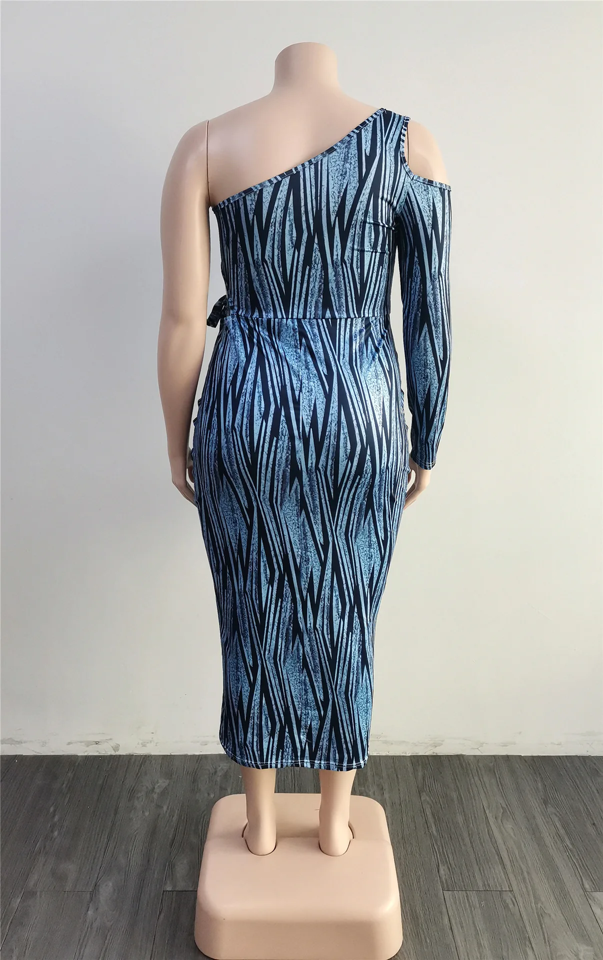 Plus Size Women's Dress Autumn/Winter 2022 New One Shoulder Hollow Out Print Sexy Dress Slim Long Dress Club Style Party Dress