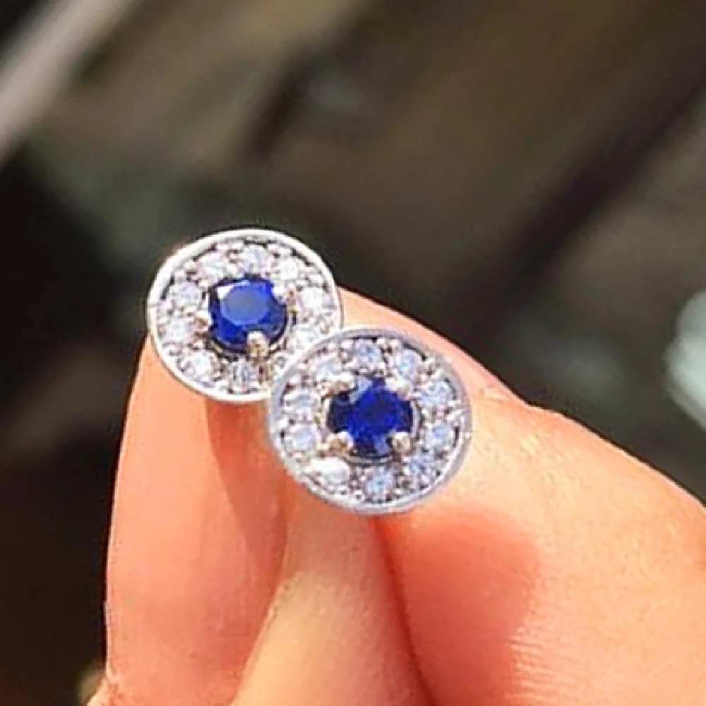 

UILZ Fashion Korean Style Round Zircon Stud Earrings Festival Birthday Celebration Wedding Exquisite Jewelry Ladies Earrings