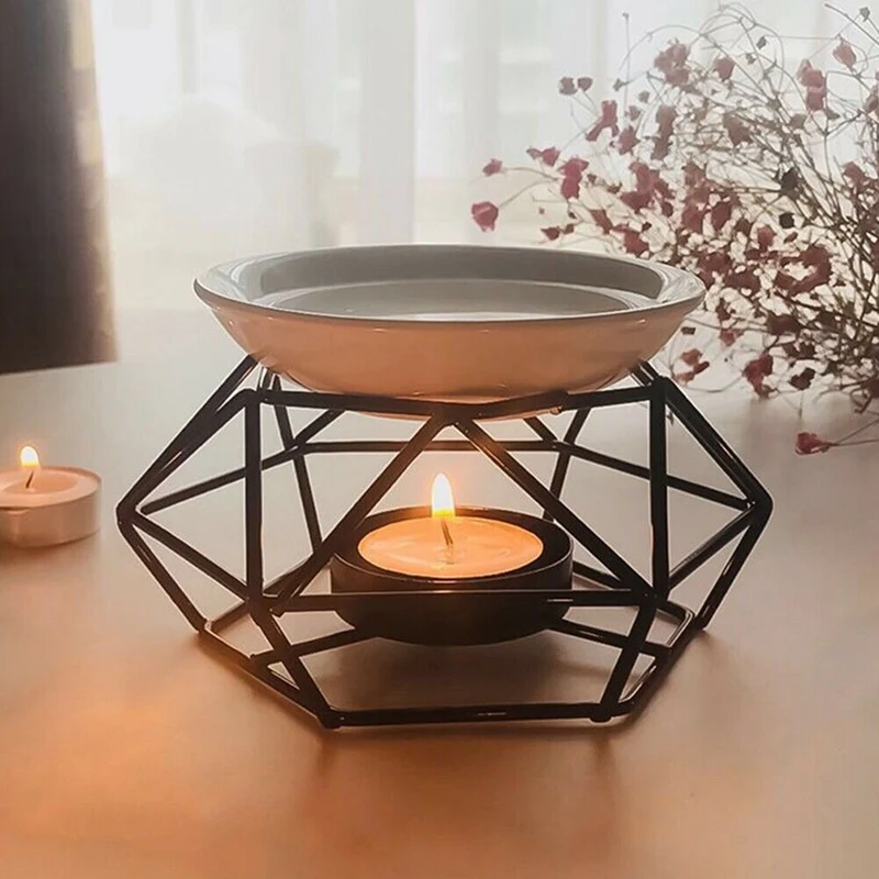 

AT14 Delicate Romantic Ceramic Tealight Candle Holder Oil Burner Aroma Diffuser Furnace Home Decoration Stylish Design