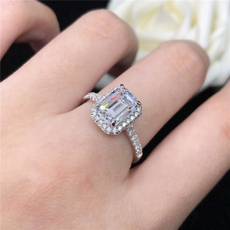 

Однотонное Платиновое кольцо PT950, обручальное кольцо с изумрудом 2 карата с бриллиантом, обещаем, блестящее кольцо для нее