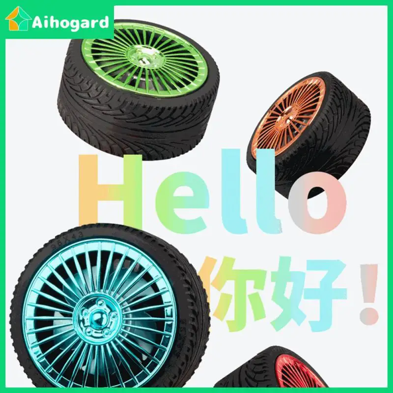 

360 Degrees Wind Direction Air Conditioning Air Cooler Car Wheel Shaped Low Power Consumption Retro Wheel Fan Long Endurance