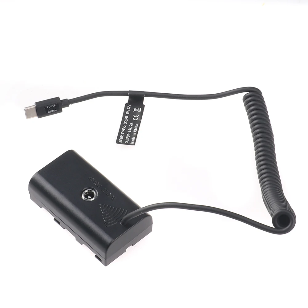 Фиктивная батарея NP-F550 Виртуальная + пружинный провод Type-C Кабель 9 В/3 А 8 4 22AWG OD3.