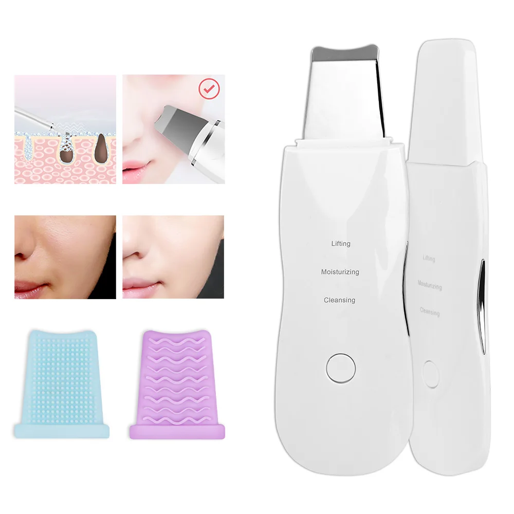

Ultrasonic Facial Skin Scrubber Peeling Ultrasound Beauty Device Face Acne Blackhead Remover Skin Scrubber Facial Cleaning Tool