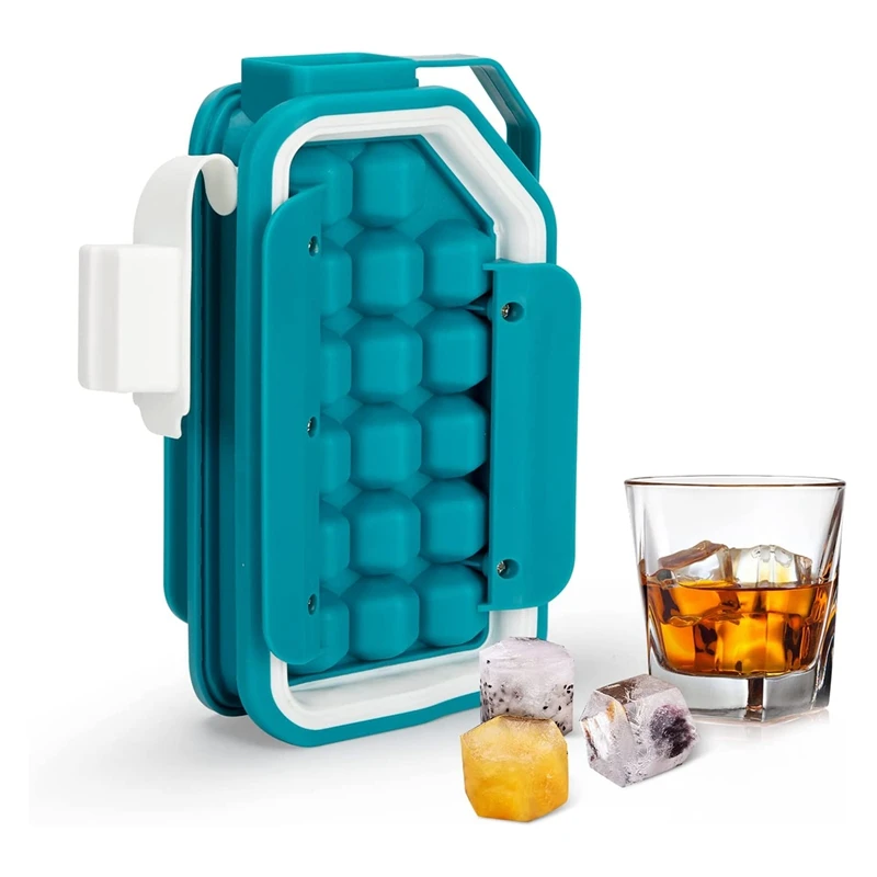 

Ice Trays For Freezer,2 In 1 Portable Ice Square Tray With Lid For Indoor And Outdoor,Ice Square Molds For Cocktails
