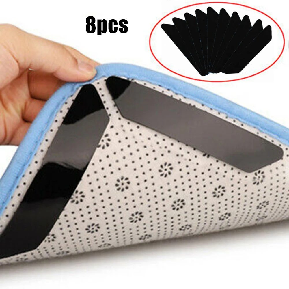 

8Pcs Reusable Anti-Slip Carpet Grippers Rug Corners Pads Anti Curling Patch Bathroom Mat Living Room Bathroom Mat