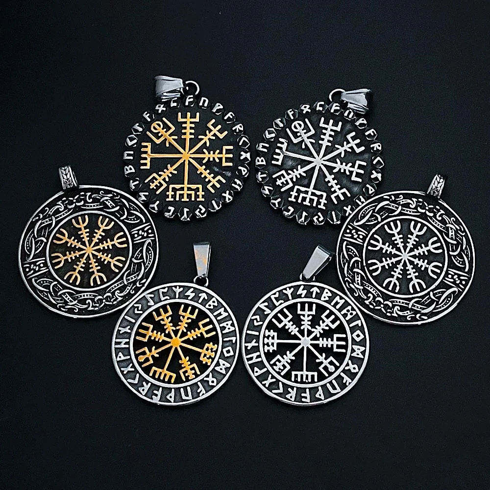

Norse Vegvisir Viking Necklace Stainless Steel Retro Odin Viking Rune Pendant Necklace For Men Jewelry Amulet Gift Wholesale