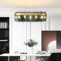modern bedroom living room crystal chandelier apartment lamp hotel villa oval smoke gray interior lighting wholesale