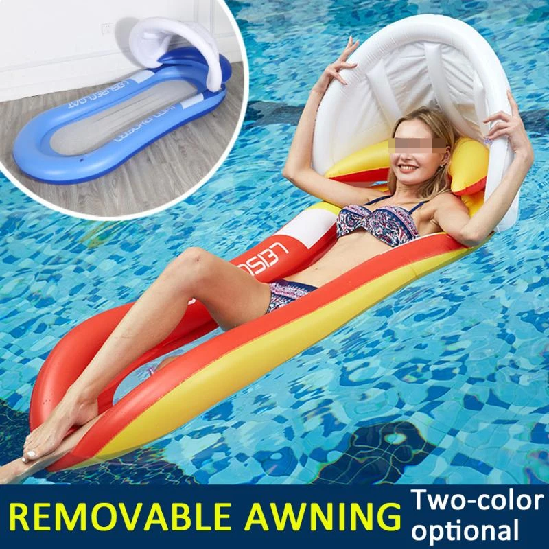 PVC Summer Floating Row Hammock Bed Middle Mesh Portable Swimming Pool Inflatable Backrest Reclining Chair