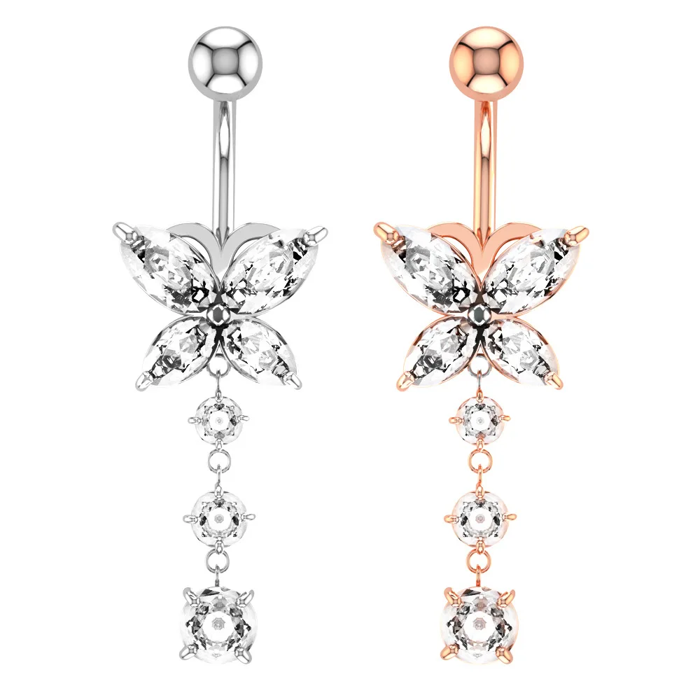 

1PC Butterfly Faux Body Piercing Jewelry Sexy Belly Button Rings Tassel Pendant Navel Clip on Navel Rings of Fake Belly Piercing