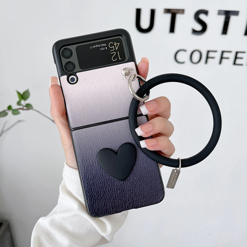 

Шикарный и элегантный чехол-книжка из искусственной кожи с кнопкой «гусиные лапки» для телефона Samsung Galaxy Z Flip 3