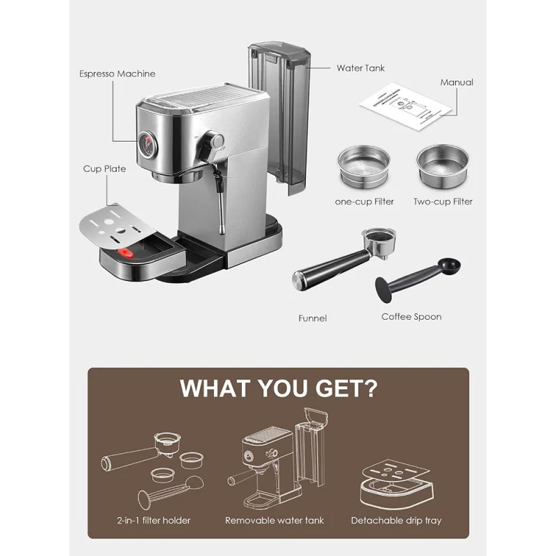 Кофеварка для эспрессо на 15 бар с коммерческой пароваркой кофемашины латте и