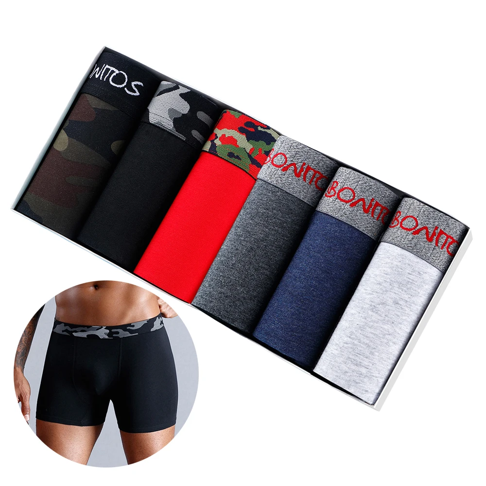 

6 шт., мужские хлопковые трусы-боксеры