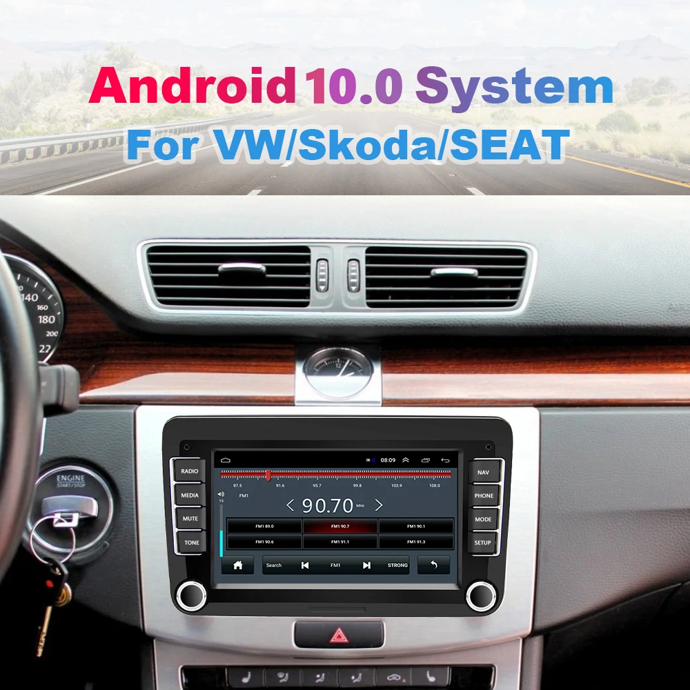 $89.90 Podofo 4G Carplay Android 10.0 2Din Car Multimedia Player For VW/Golf/Polo/Tiguan/Passat/b7/b6/SEAT/leon/Skoda/Octavia Radio