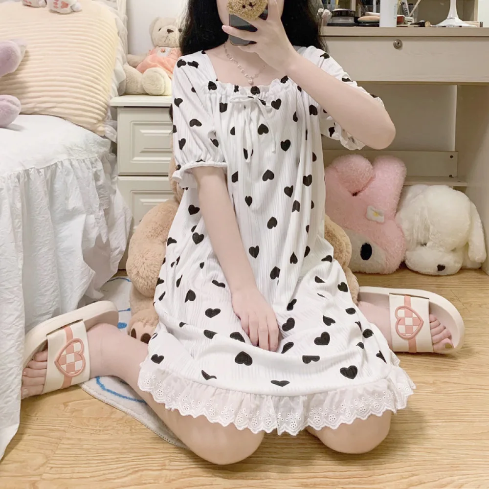 

Women Nightgowns Sleepwear Sleep Dress Lace Nightwear Casual Pyjama Nightdress Ladies Home Clothing Lingerie Gown Loungewear
