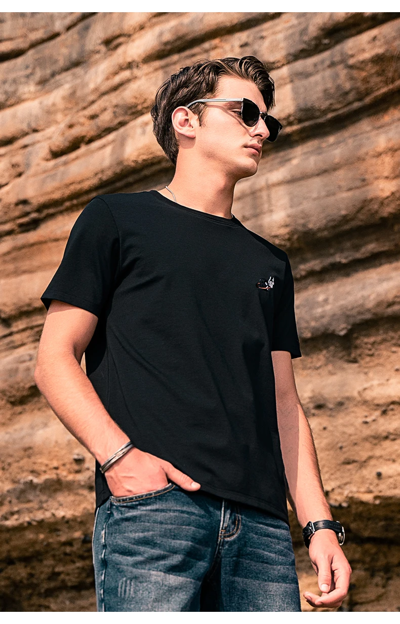 

6450 men's summer cool half-sleeved shirt, trendy casual and simple short-sleeved T-shirt