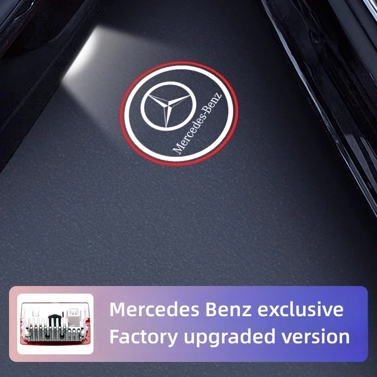 

Светодиодная проекционная подсветка двери с логотипом Mercedes Benz W212 W205 AMG ML W166 W176 W177 W213 W246 GLB GLC GLA GLS GLE, не тускнеющая, с проекцией логотипа.
