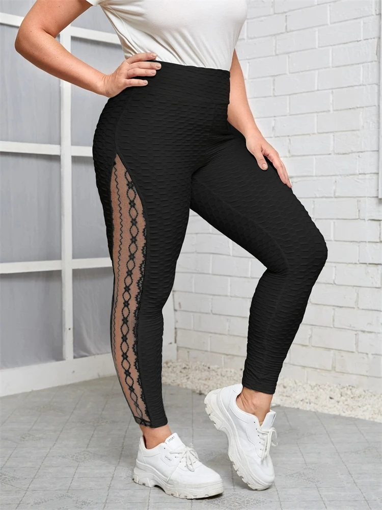 

SVOKOR Side Lace Leggings Women's High Waist Stitching Pants Solid Quick-Drying Breathable Elastic Slim Trousers Casual Clothing