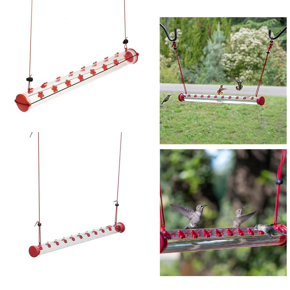 

1x Hummingbird Feeder Bird Food Container With Hole Transparent Pipe Pet Bird Feeding Outdoor Garden Yard Decoration