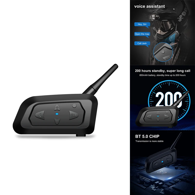 

Motorcycle Helmet Headset Bluetooth 5.0 Intercom Wireless Earphone With Mic Noise Reduction Music Riding Headphone