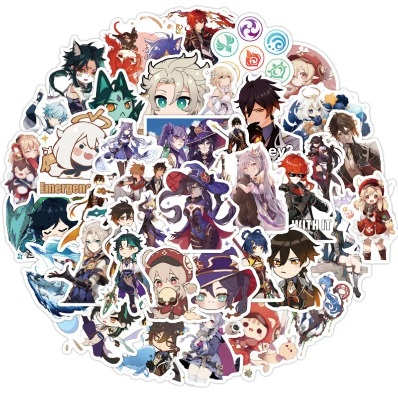 100 шт. аниме Genshin ударные наклейки Kawaii Наклейки с рисунками DIY ноутбук багаж