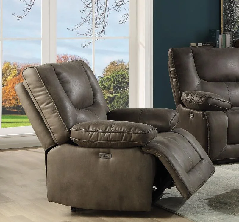 

Harumi Recliner (Power Motion), Gray Leather-Aire 54897