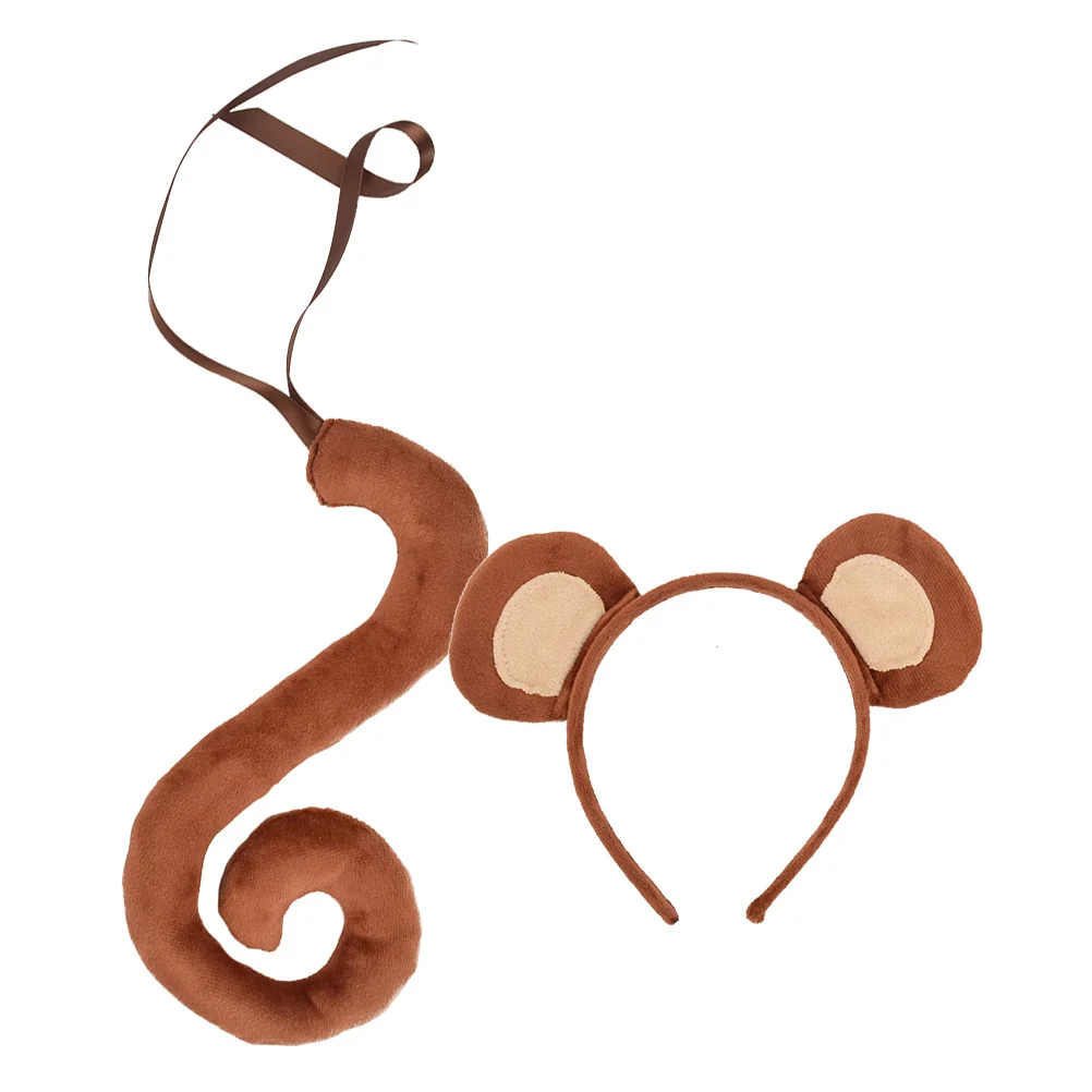 Повязка на голову обезьяны с хвостовыми ушками для детей реквизит фотосессии