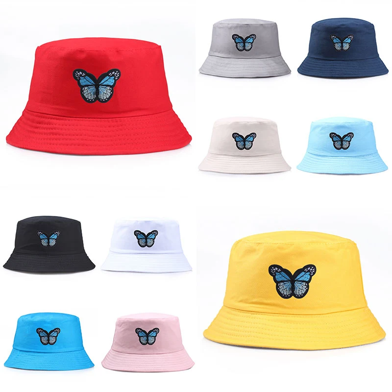 

Butterfly Harajuku Fisherman's Hats Sunscreen Casual Beach Sun Cap Outdoor Unisex Bucket Hat Foldable Cotton Caps Unisex Hat