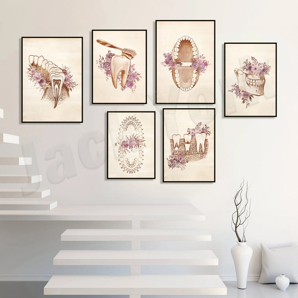 Нумерация зубов постер на 8 стоматологические инструменты анатомия акварельное