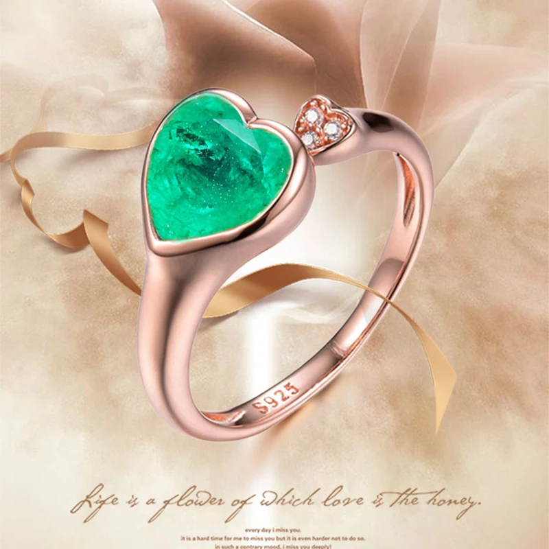 

S925 silver gold-plated with citrine topaz love emerald ladies ring opening adjustable romantic luxury high-end jewelry