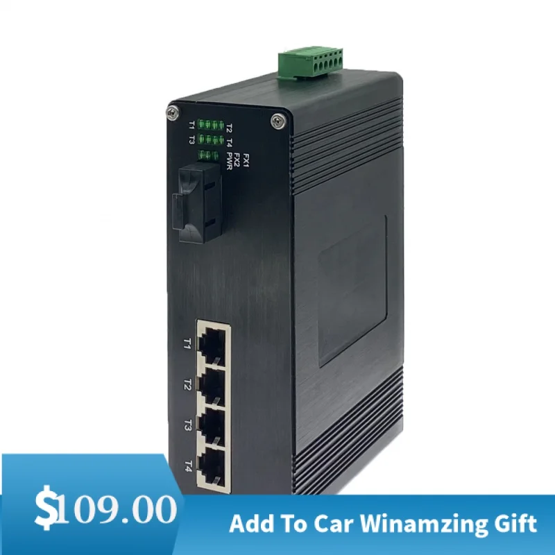 

Industrial 4 Port Gigabit Ethernet PoE Switch DIN Rail Mount 4 RJ45 10/100/1000Mbps Unmanaged PoE Switch with One SC Port