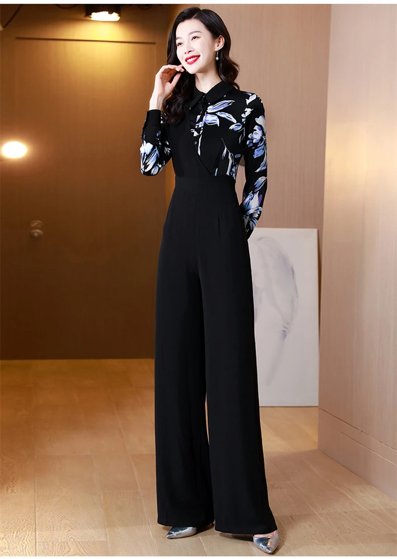 new spring and autumn office lady fashion casual plus size brand female women girls patchwork jumpsuits clothing