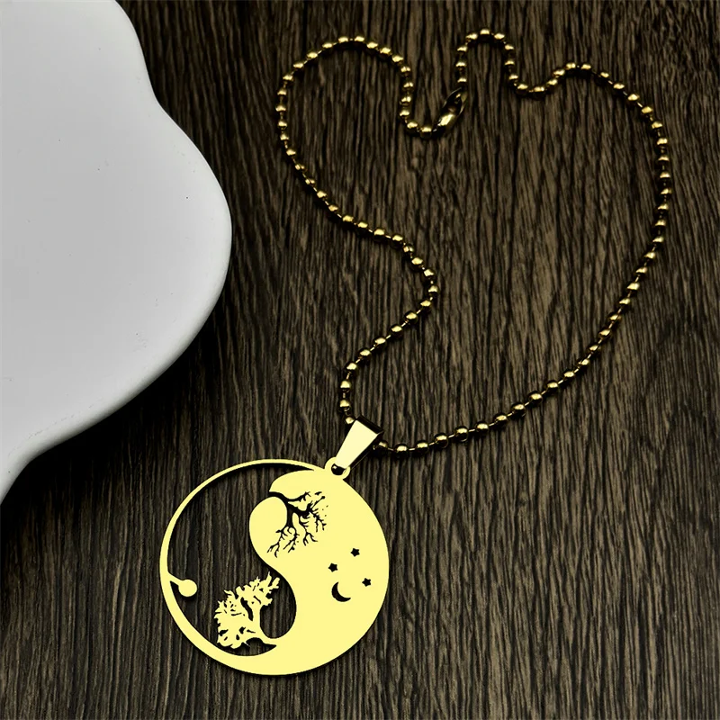 Брелок для ключей Tai Chi звезда луна автомобиль женщин и мужчин нержавеющая сталь