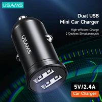 usams 5v 2 4a dual usb ports car charger mini phone charger for iphone ipad huawei samsung xiaomi phone