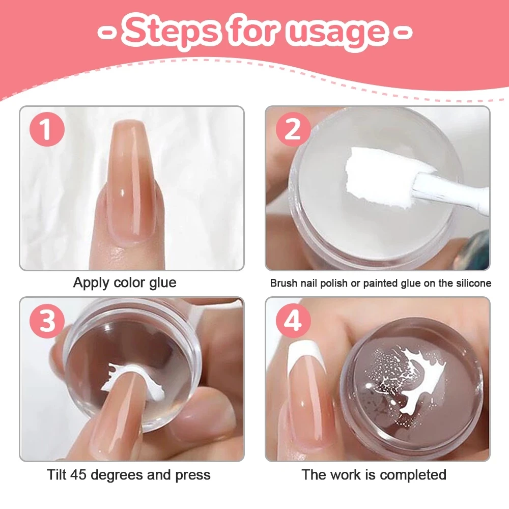 Набор для французского маникюра с прозрачным штампом для ногтей, скребком, стенсилами и головками Jelly Head.