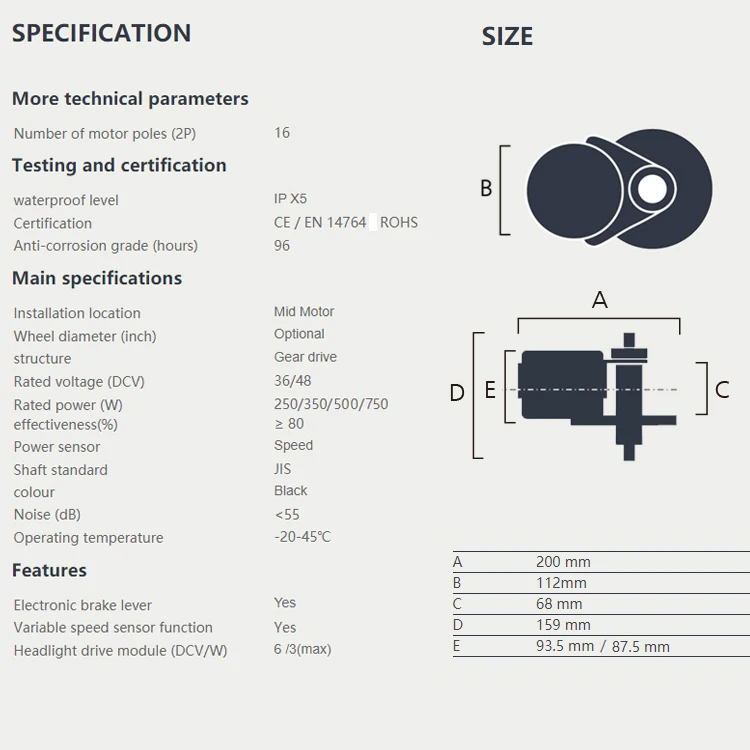Заводской поставщик моторный Комплект 36 в 500 Вт Электрический велосипед мотор