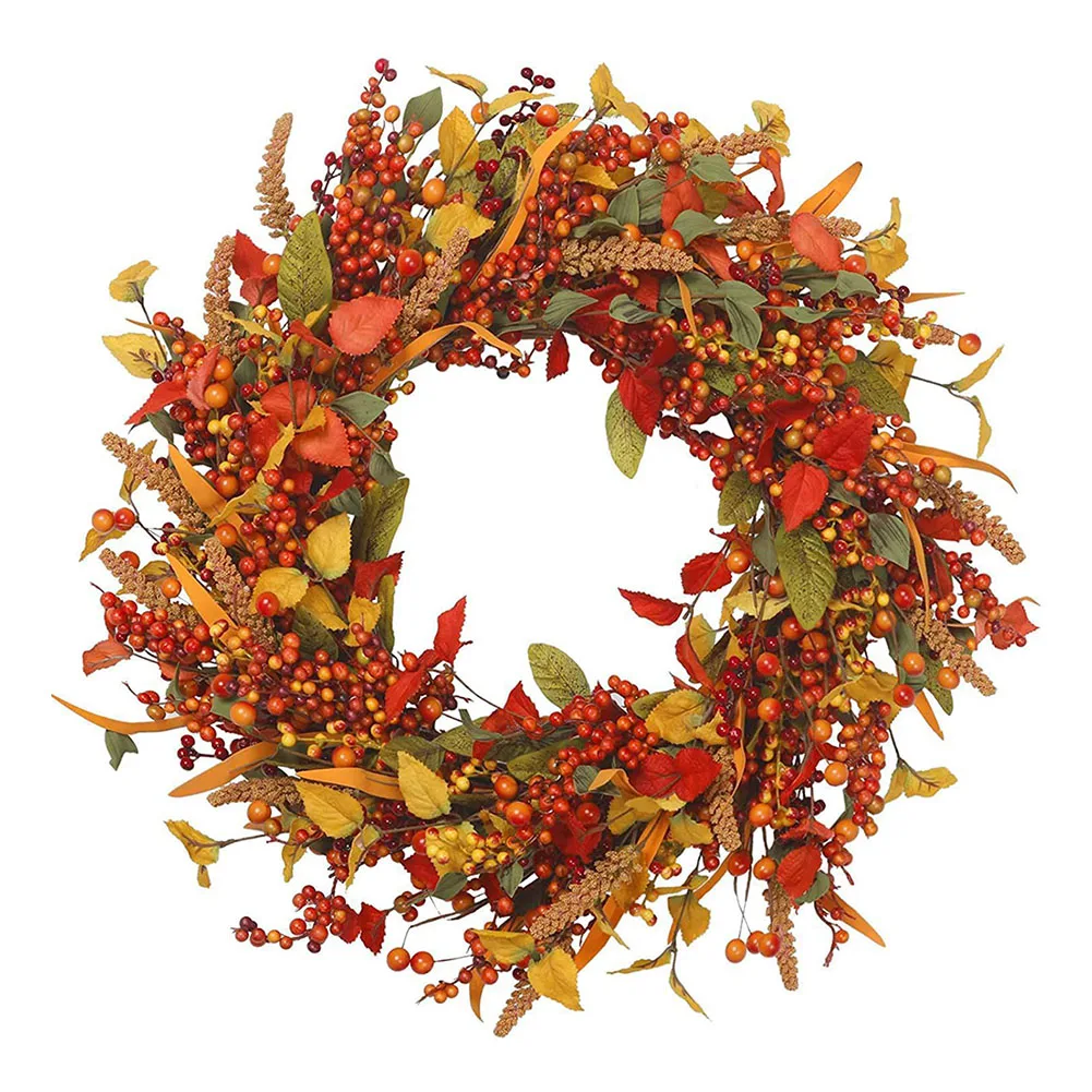 

Autumn Harvest Festival Berry Vine Wreath Thanksgiving Door Hanging Decoration for Front Doors Living Rooms and Fireplaces
