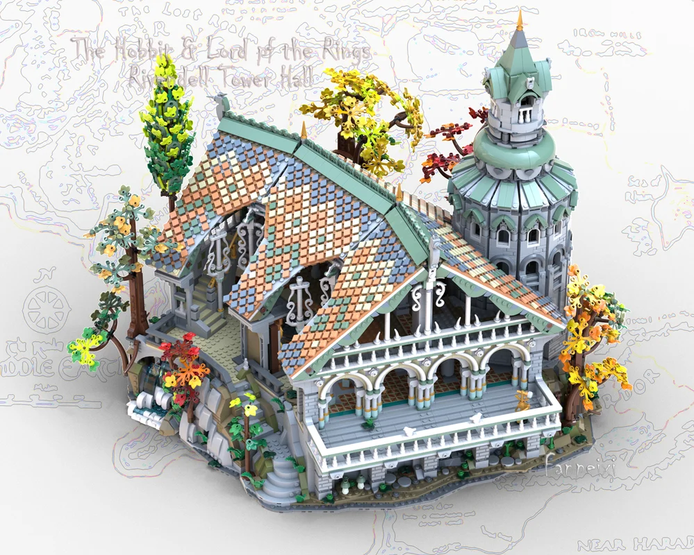 Фото Конструктор Rivendell: Архитектурная модель Замка, Башни, Зала, Пристройки и Горной базы. Игрушки-конструкторы MOC для сборки, подарки. №5