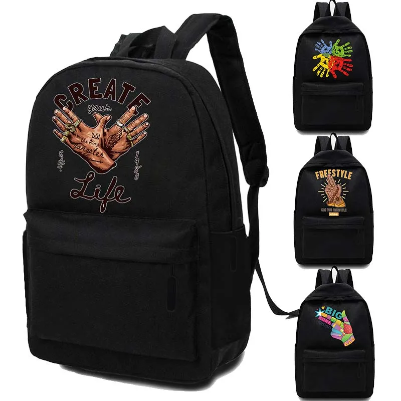 

2023 холщовый Унисекс Рюкзак через плечо, Большая мужская и женская сумка с ручным принтом для колледжа, студентов, школы, подростков, повседневные, дневные поездки