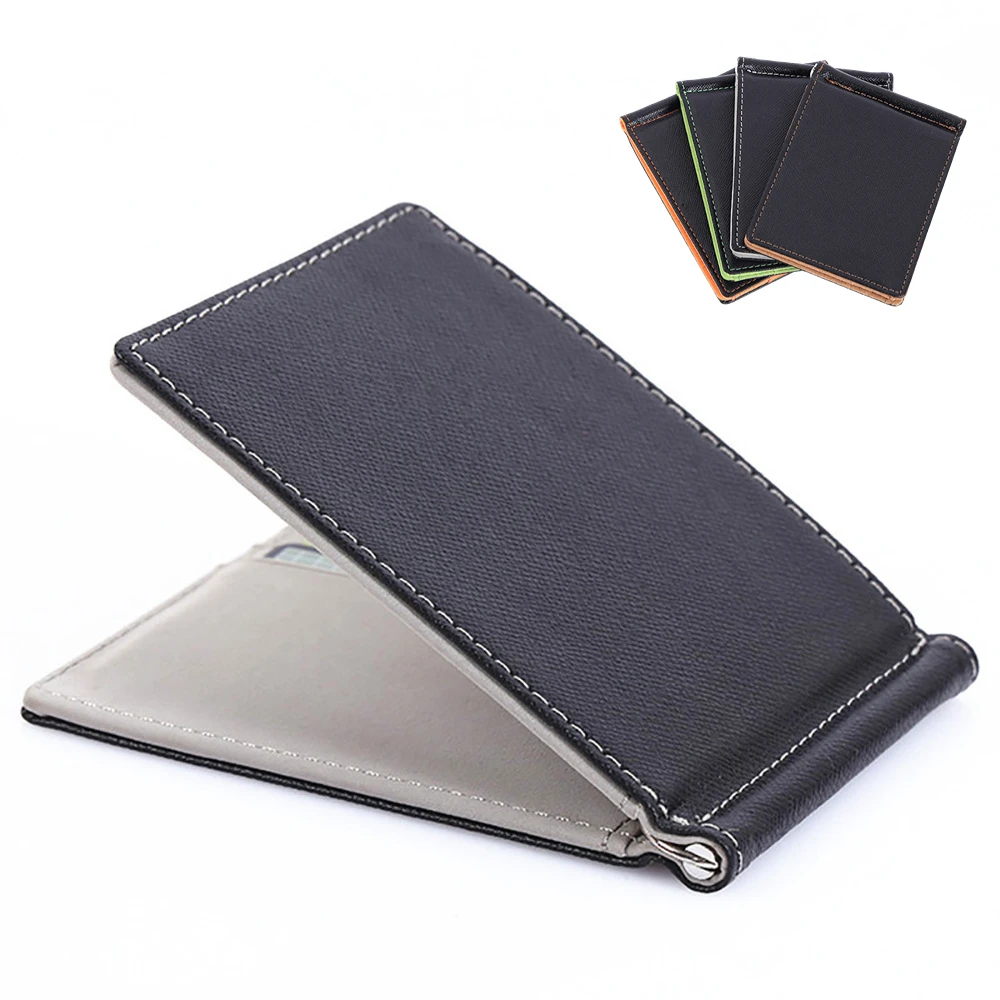 

Wallet Purse Sale Leather Men's Metal Clamp With Fashion Holder Thin Bifold Money Hot Cash Female Solid Credit Clip Card