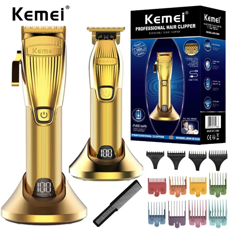 Kemei Professional lithium ion electric hair clipper for men barber shop rechargeable hair trimmer powerful beard hair cutting