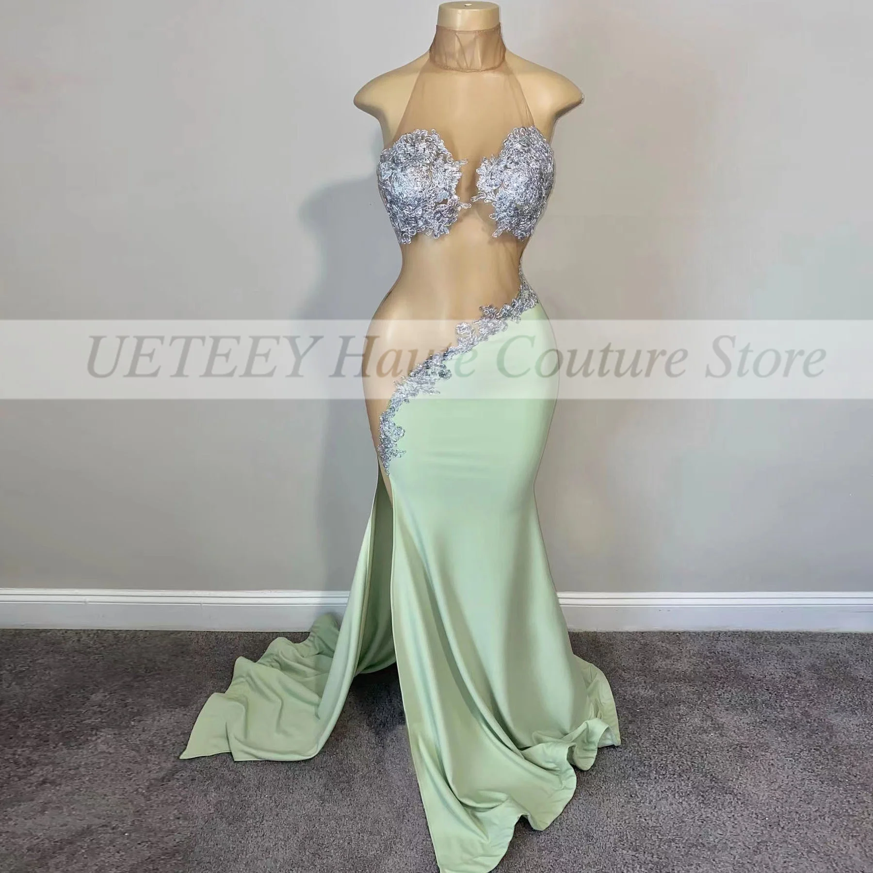 

Женское вечернее платье-русалка, зеленое платье для выпускного вечера, расшитое бисером и блестками, 2022