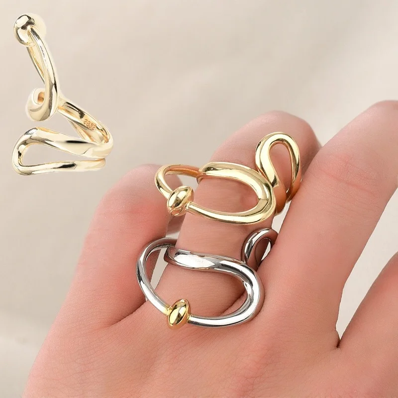 

Japan And South Korea New Simple Cold Exaggerated Distorted Lines Geometric Rings Fashion Trend Accessories Fashion Jewelry